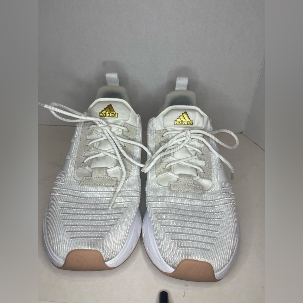 Adidas Kids White and Gold Sneakers